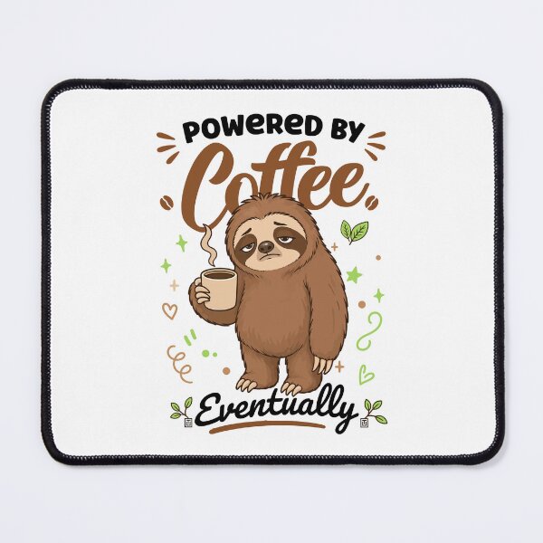 Item preview, Powered By Coffee Eventually Cute Lazy Sloth designed and sold by Uppercase Tees.