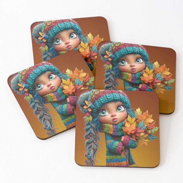 Item preview, Cute Girl in Colorful Sweater with Autumn Leaves designed and sold by Artessie.