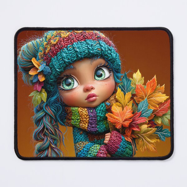 Item preview, Cute Girl in Colorful Sweater with Autumn Leaves designed and sold by Artessie.