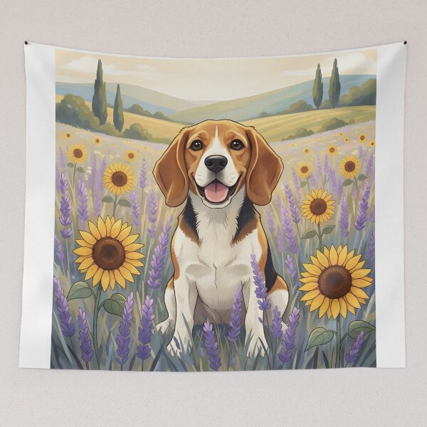 Item preview, Beagle dog in flowers designed and sold by PrintLabStudio.