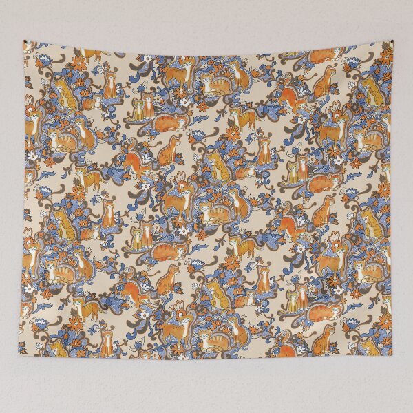 Item preview, Orange Boho Cats Feline Frenzy designed and sold by vinpauld.