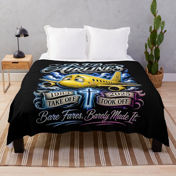 Item preview, RIP Cheap Spirit  Airline Sad Yellow Plane Art  designed and sold by graphixpolash.