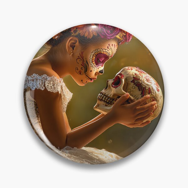 Item preview, Girl with Sugar Skull in Floral Atmosphere designed and sold by Artessie.