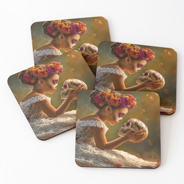 Item preview, Girl with Sugar Skull in Floral Atmosphere designed and sold by Artessie.