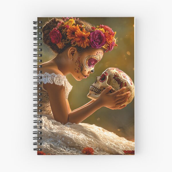 Item preview, Girl with Sugar Skull in Floral Atmosphere designed and sold by Artessie.