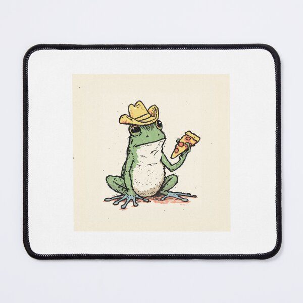 Item preview, Cowboy Frog with Pizza Slice Retro Illustration designed and sold by doodlerartist.