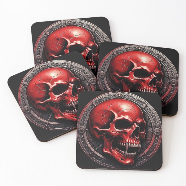 Item preview, Gothic Red Skull in Circular Shield designed and sold by Bluesax.