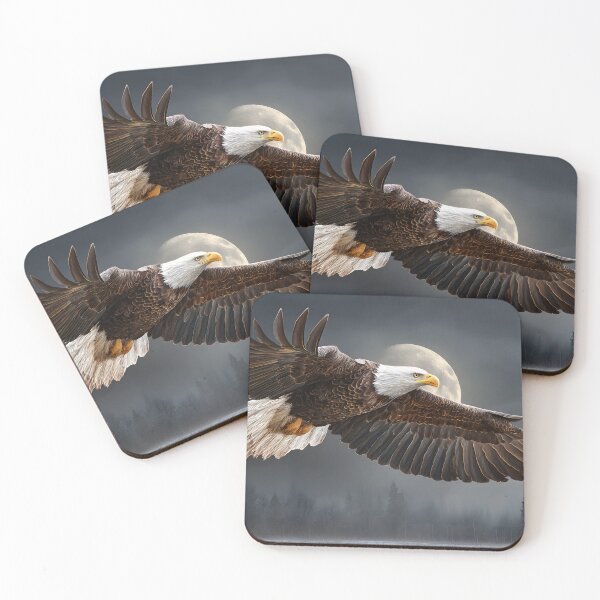 Item preview, Bald Eagle Soaring Under a Moonlit Sky designed and sold by Artessie.