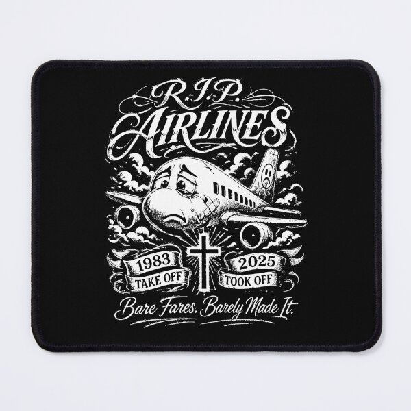 Item preview, R.I.P. Spirit Airlines Sad Yellow Plane black and white designed and sold by graphixpolash.