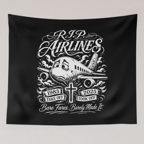 Item preview, R.I.P. Spirit Airlines Sad Yellow Plane black and white designed and sold by graphixpolash.