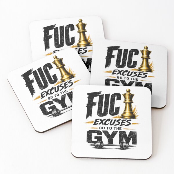 Item preview, No Excuses Gym Motivation – Bold White Typography Fitness Design designed and sold by Newthingzy.