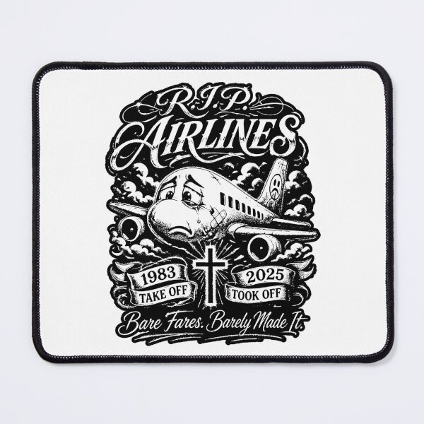 Item preview, R.I.P. Spirit Airlines Sad Yellow Plane black and white designed and sold by graphixpolash.