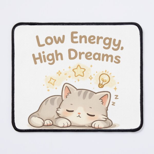 Item preview, Low Energy High Dreams Cute Cat Motivational Sleepy Kawaii Aesthetic Design designed and sold by Cute-Corne.