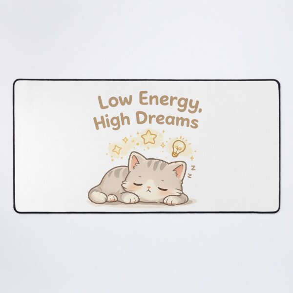 Item preview, Low Energy High Dreams Cute Cat Motivational Sleepy Kawaii Aesthetic Design designed and sold by Cute-Corne.