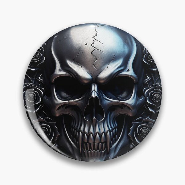 Item preview, Black Metal Skull with Gothic Roses designed and sold by Bluesax.