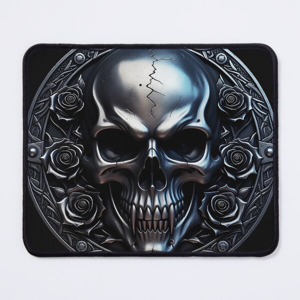 Item preview, Black Metal Skull with Gothic Roses designed and sold by Bluesax.