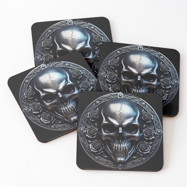 Item preview, Black Metal Skull with Gothic Roses designed and sold by Bluesax.