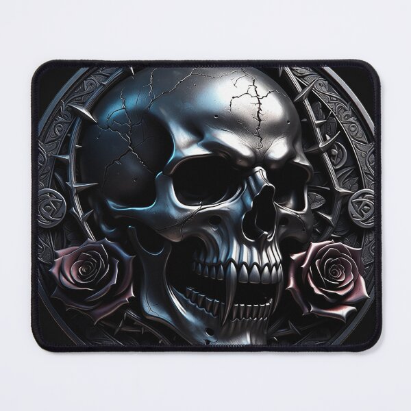 Item preview, Black Metal Skull with Roses and Thorns designed and sold by Bluesax.
