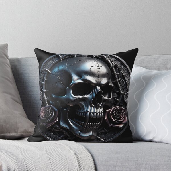 Item preview, Black Metal Skull with Roses and Thorns designed and sold by Bluesax.