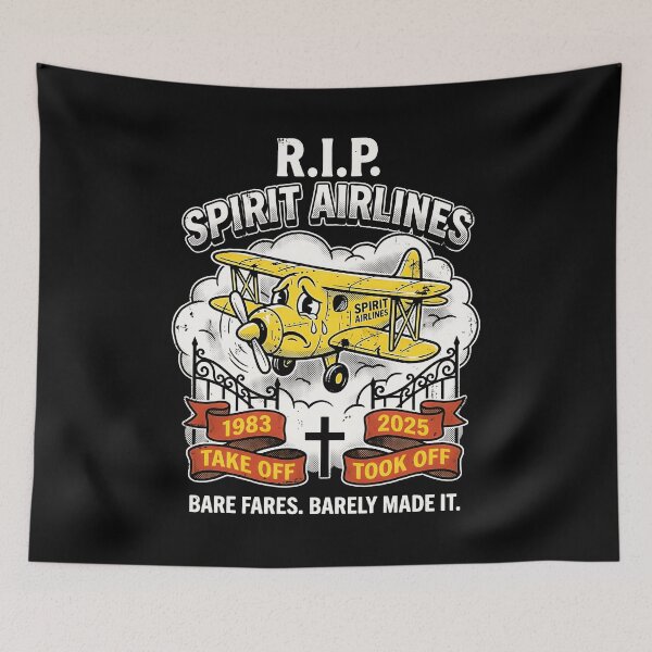 Artikelvorschau, Ruhe in Frieden, Spirit Airlines! Trauriges gelbes Doppeldecker-Retro-Flugzeug-Witzkunst entworfen und verkauft von graphixpolash.