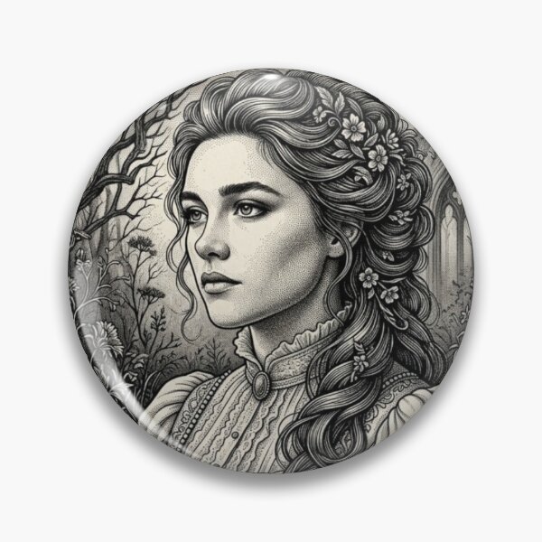 Item preview, Florence Pugh Victorian Engraving Dark Academia Portrait designed and sold by MAGICKEY2024.