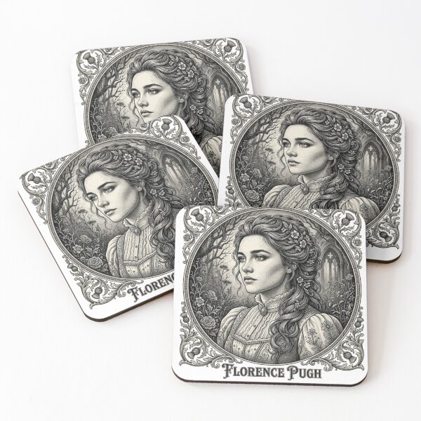 Item preview, Florence Pugh Victorian Engraving Dark Academia Portrait designed and sold by MAGICKEY2024.