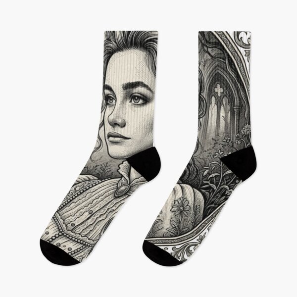 Item preview, Florence Pugh Victorian Engraving Dark Academia Portrait designed and sold by MAGICKEY2024.