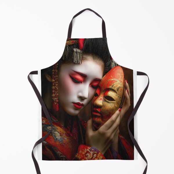 Item preview, Elegant Geisha Embracing Traditional Mask Art designed and sold by Artessie.