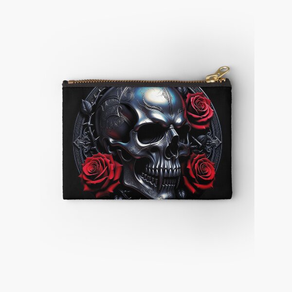 Item preview, Metallic Skull with Gothic Red Roses designed and sold by Bluesax.