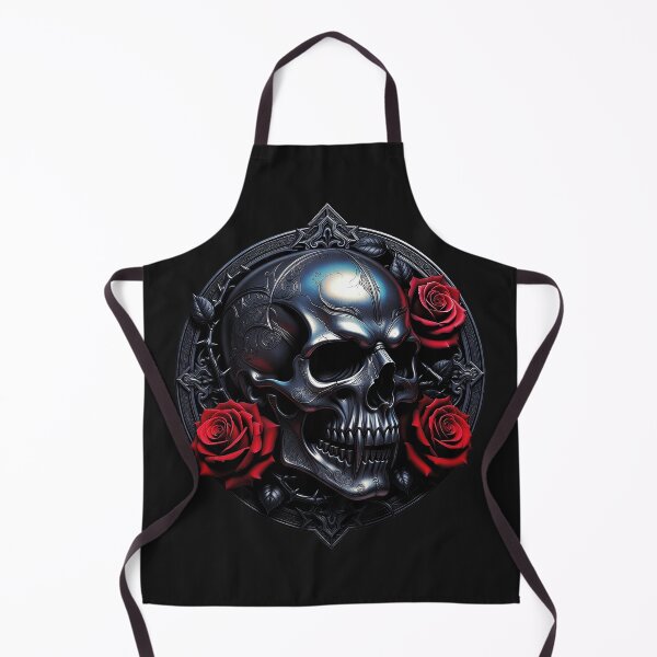 Item preview, Metallic Skull with Gothic Red Roses designed and sold by Bluesax.