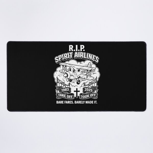 Item preview, R.I.P. Spirit Airlines Sad Yellow Biplane Retro Flight Joke black and white designed and sold by graphixpolash.