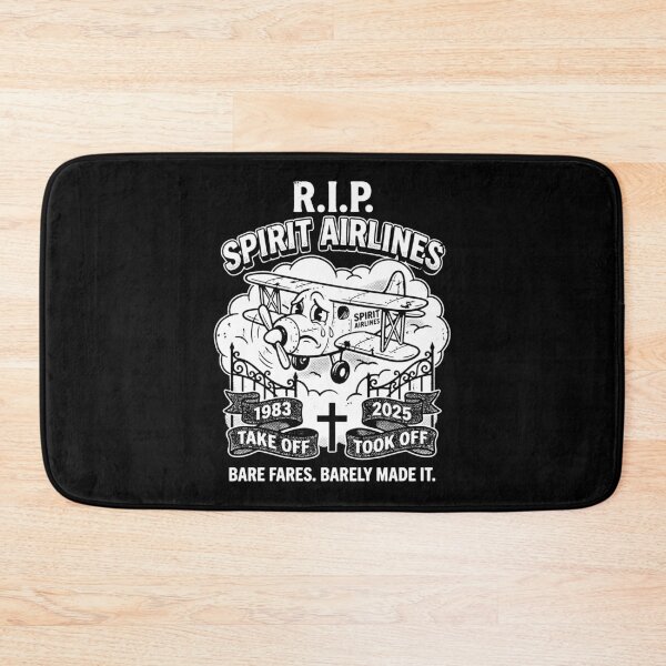 Artikelvorschau, Ruhe in Frieden, Spirit Airlines! Trauriges gelbes Doppeldecker-Retro-Flugzeug-Witz (schwarz-weiß) entworfen und verkauft von graphixpolash.