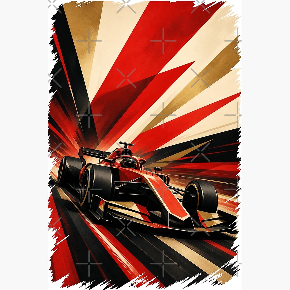 Red Racing Grand Prix Racer Abstract Speed Burst — Poster