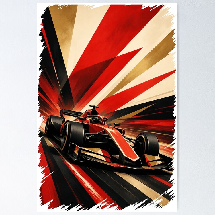 Red Grand Prix Racer: One Design, On Everything — Poster