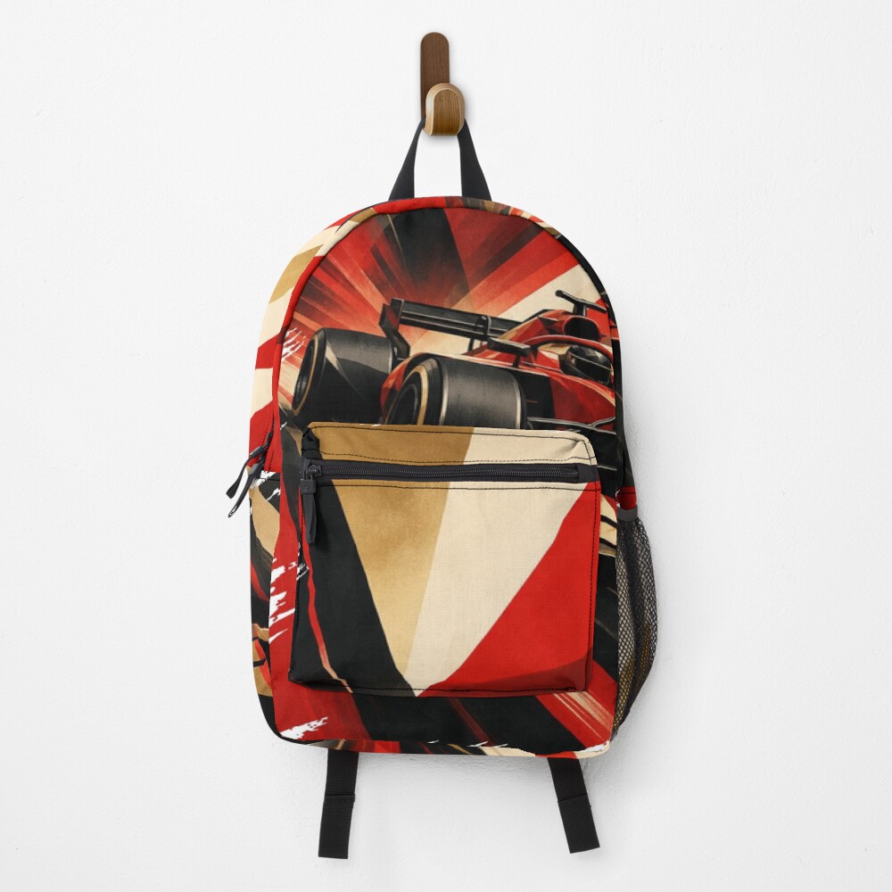 Red Racing Grand Prix Racer Abstract Speed Burst on a backpack