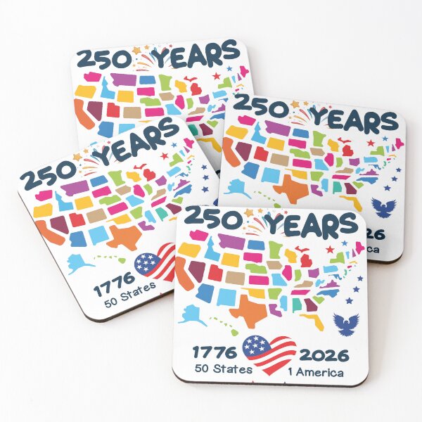 Item preview, United States 250th Birthday Map designed and sold by Uppercase Tees.