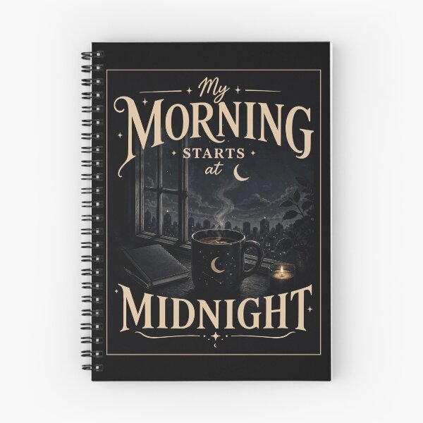 Item preview, My Morning Starts at Midnight – Night Owl Motivation Quote Design | Late Night Hustle Aesthetic | Insomnia Productivity Art designed and sold by DuskThreadCo.