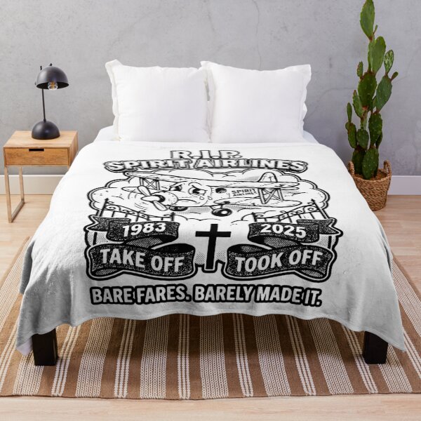 Item preview, R.I.P. Spirit Airlines Sad Yellow Biplane Retro Flight Joke black and white designed and sold by graphixpolash.