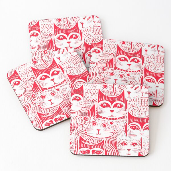 Item preview, Cute Stylized Cat Designs In Red And White  designed and sold by DEC02.
