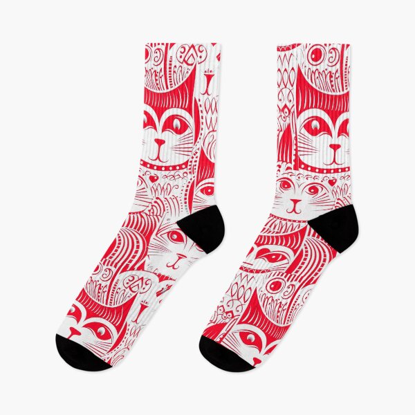 Item preview, Cute Stylized Cat Designs In Red And White  designed and sold by DEC02.