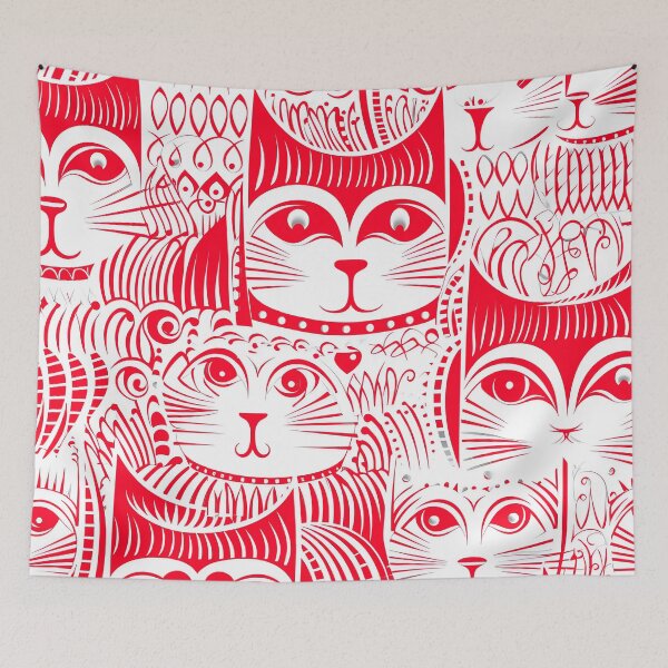 Item preview, Cute Stylized Cat Designs In Red And White  designed and sold by DEC02.