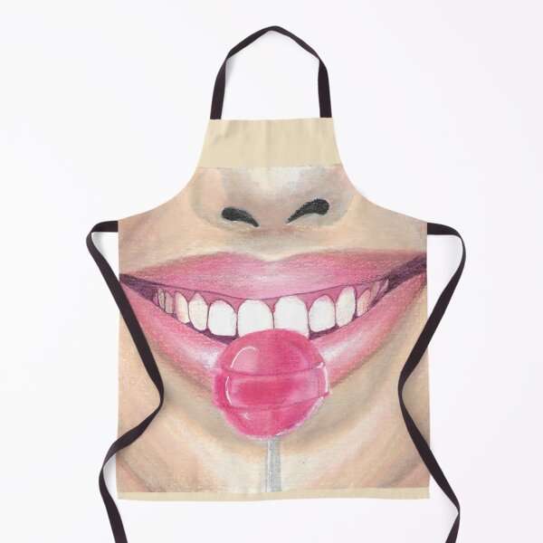 Item preview, lips and lollipop pin up girl white teeth pink colors designed and sold by ShePaintsMusic.