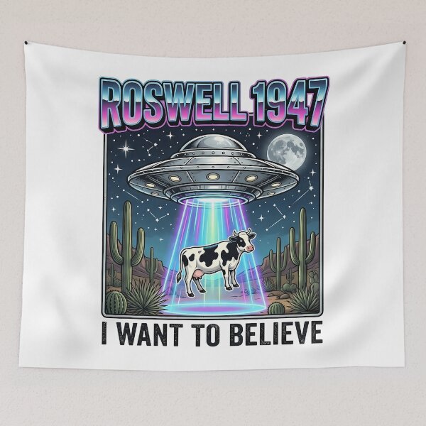 Item preview, Funny Alien Abduction Cow Roswell 1947 Cartoon designed and sold by X-Alien-Labs.