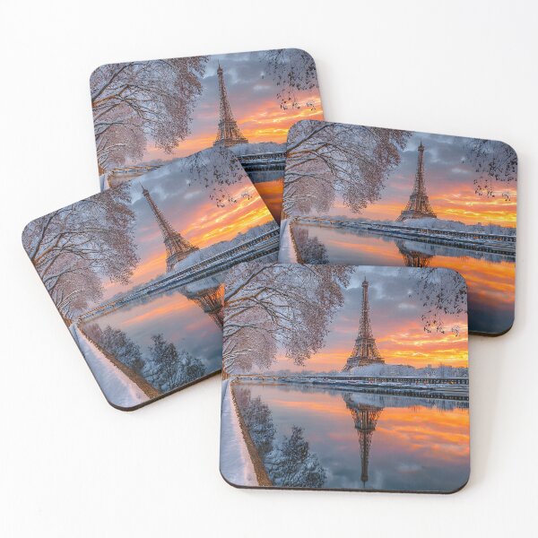Item preview, Stunning Winter Sunset Over the Eiffel Tower designed and sold by Artessie.