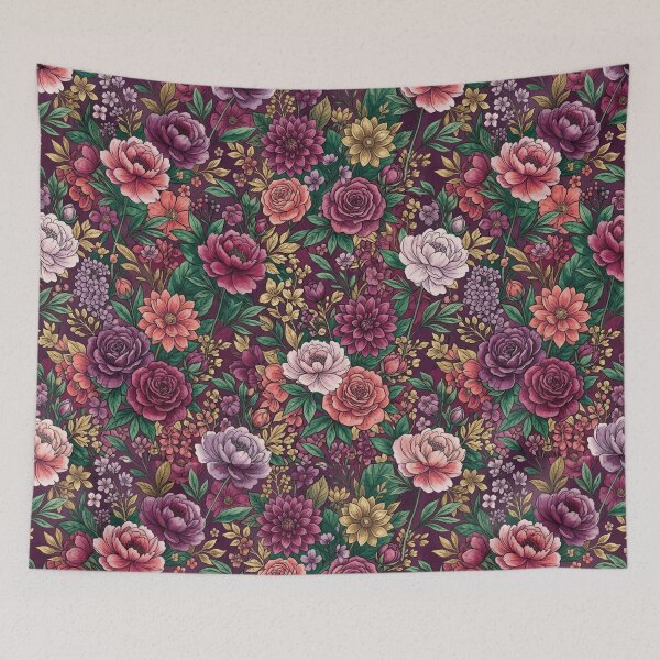 Item preview,  Dense Maximalist Watercolor Floral Jewel Tone Pattern designed and sold by Inkworksbyshery.