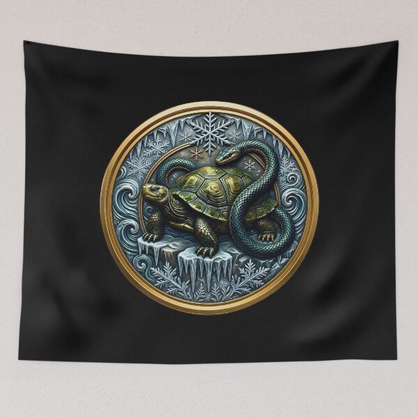 Item preview, Black Tortoise & Serpent - Mythical Celestial Medal Art designed and sold by Spirits Dark Japan.