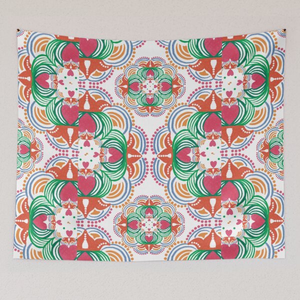 Item preview, Circus | Colorful | Pattern | Hearts | Red | Floral | Folk Art | India | designed and sold by geetasadashivan.