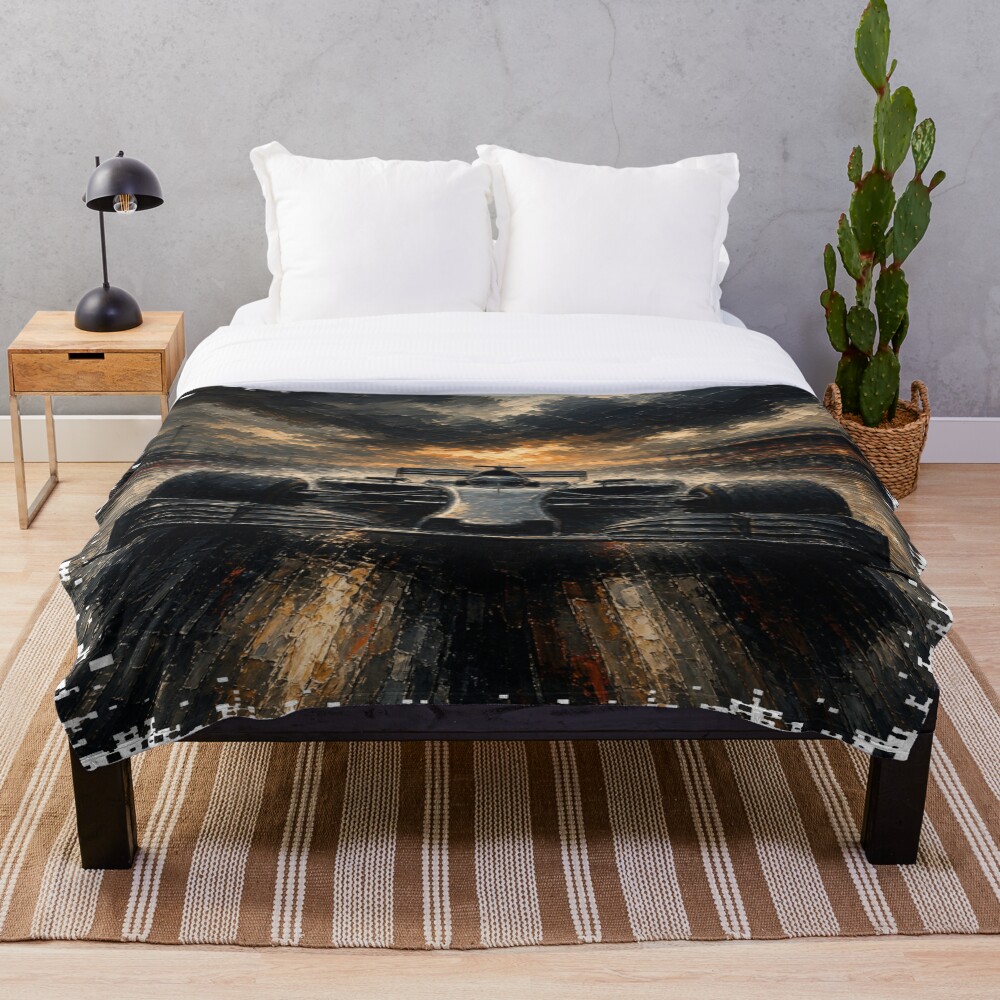 Storm Track Racing Grand Prix Oil Paint Art on a throw blanket