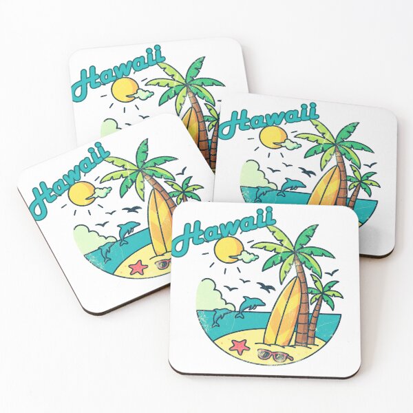 Item preview, Hawaii Retro Beach Sticker — Vintage Surf Palm Tree Dolphin Design designed and sold by DonnaRaine.