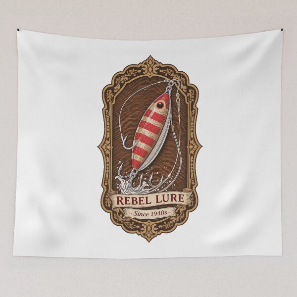 Item preview, American Traditional Fishing Lure Vintage Wooden Rebel Art designed and sold by YMLux.